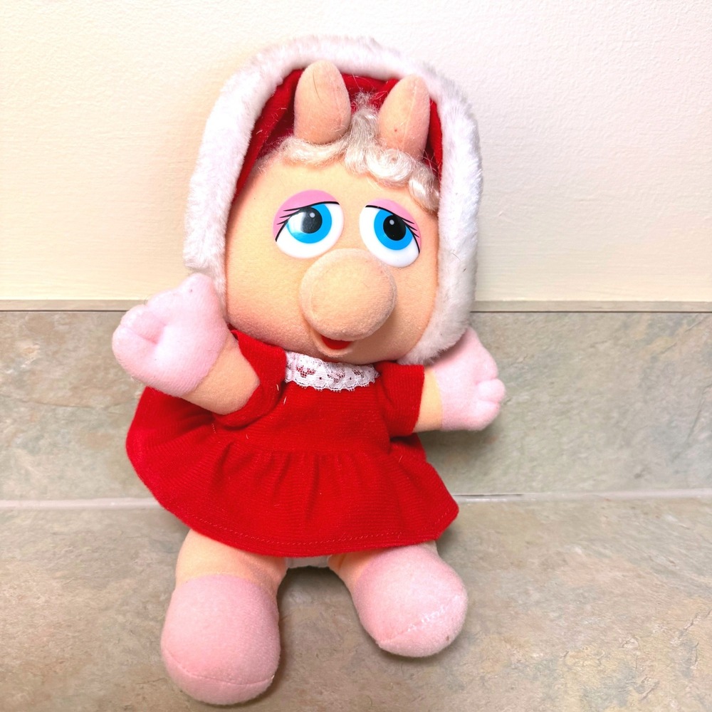 Vintage 1987‎ Baby Miss Piggy Plush Doll Henson Muppets Christmas Outfit